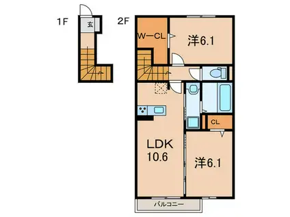メゾン ベルハープ(2LDK/2階)の間取り写真
