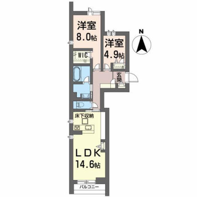 エストグラン虎丸(2LDK/2階)の間取り写真