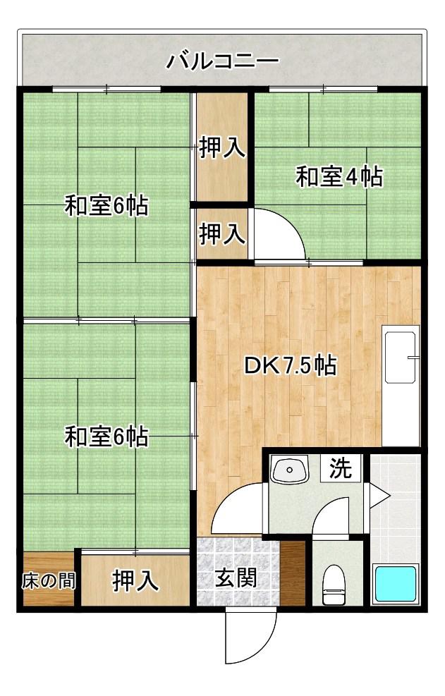 ディアライフ赤坂(3DK/5階)の間取り写真