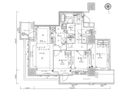 ライオンズタワー柏(3LDK/27階)の間取り写真