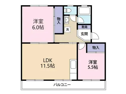 レジデンスBISYO(2LDK/3階)の間取り写真