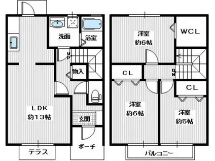 GREEN GARDEN IN GUMINOKI B棟(3LDK/1階)の間取り写真