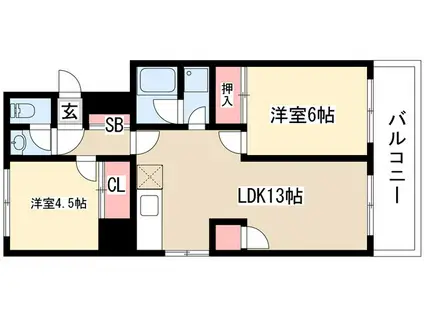 第二桜山ハイツ(2LDK/1階)の間取り写真
