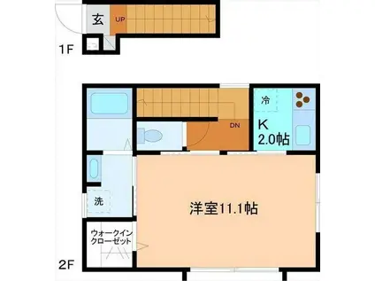セシボン12(1K/2階)の間取り写真