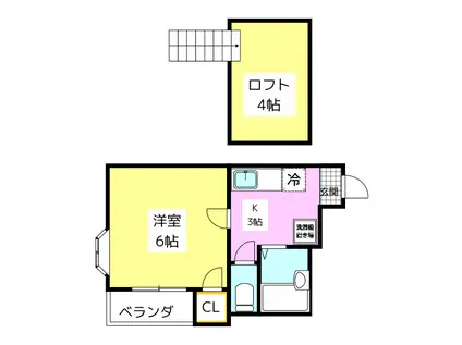 プロミネンス・香(1K/2階)の間取り写真