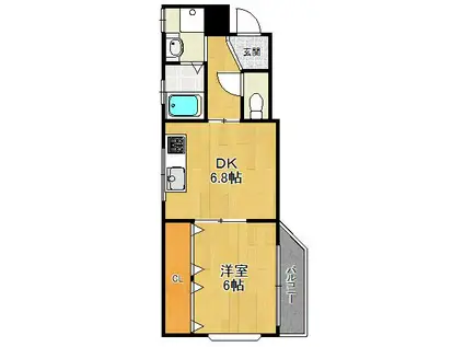 ピュアハウス青蘭館(1DK/1階)の間取り写真