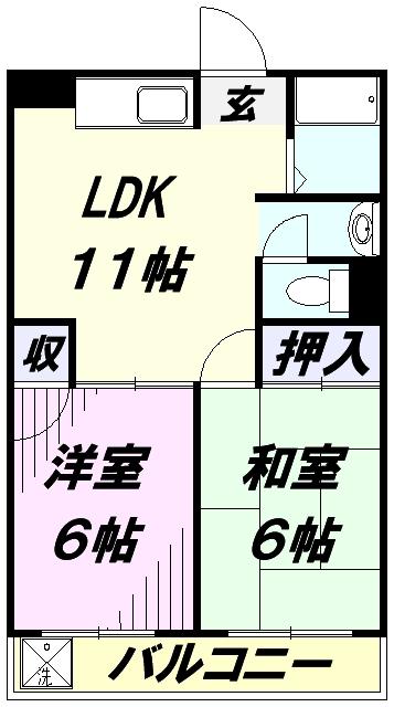 ガーデンハウス(2LDK/2階)の間取り写真