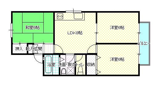 パークハウス田中(3LDK/2階)の間取り写真