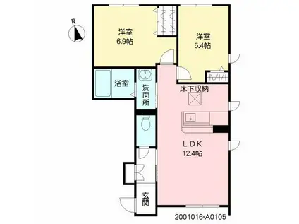 クレスティーク御宇田A(2LDK/1階)の間取り写真