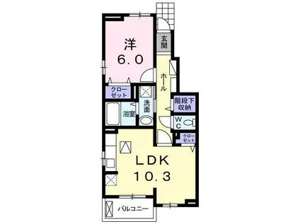 ESTANOF I(1LDK/1階)の間取り写真