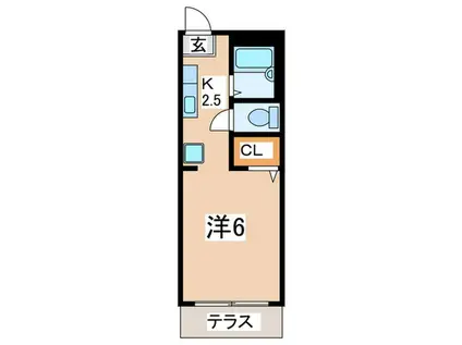 サンハイムK(1K/1階)の間取り写真