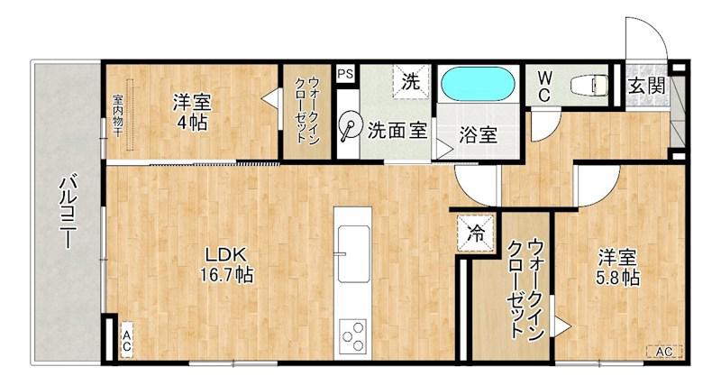 アピアランス中井(2LDK/3階)の間取り写真