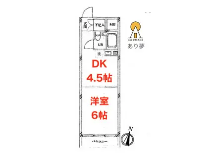 朝日大通公園マンション(1DK/2階)の間取り写真