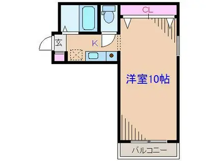 三ツ池マンション(1K/2階)の間取り写真