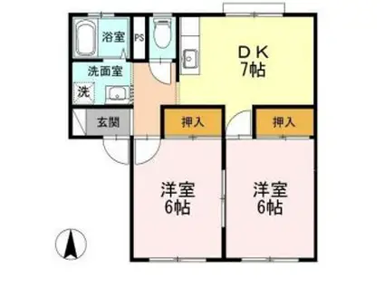 リバティーフジ(2DK/1階)の間取り写真