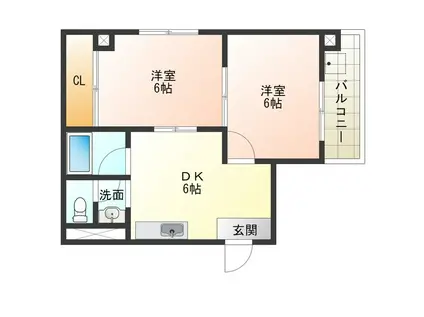 シャンクレール南堀江(2DK/10階)の間取り写真