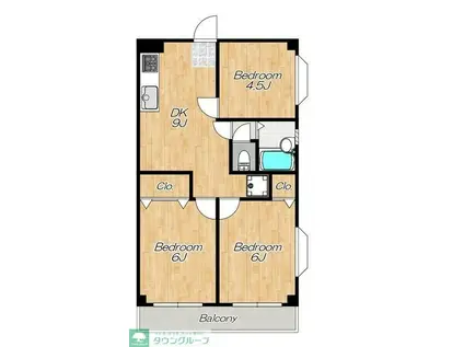 メゾン・ド・若松I(3DK/2階)の間取り写真