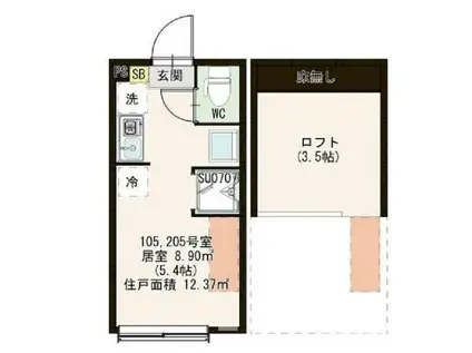 シティガーデン富士見台(ワンルーム/1階)の間取り写真