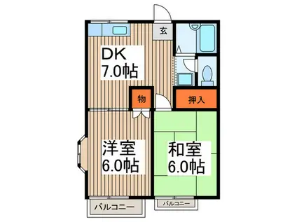 グランデュールAS(2DK/2階)の間取り写真