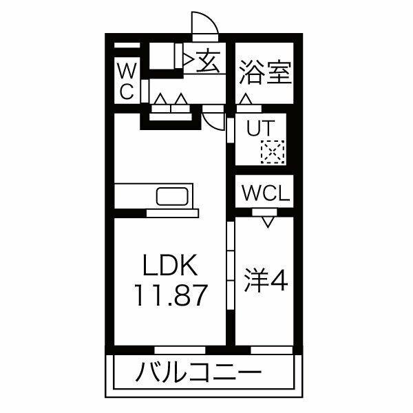 フォンターナ飾磨(1LDK/2階)の間取り写真