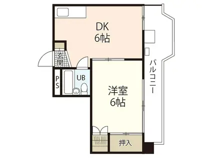 まるみビル(1DK/4階)の間取り写真