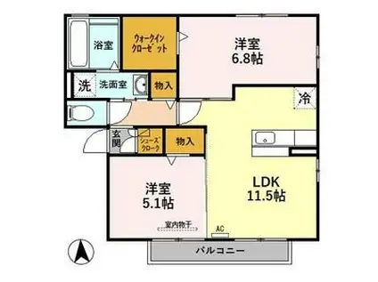 アムルーズ A(2LDK/2階)の間取り写真