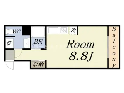 ZERO弁天(1K/8階)の間取り写真