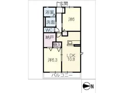アトリウムテラス(2SLDK/2階)の間取り写真