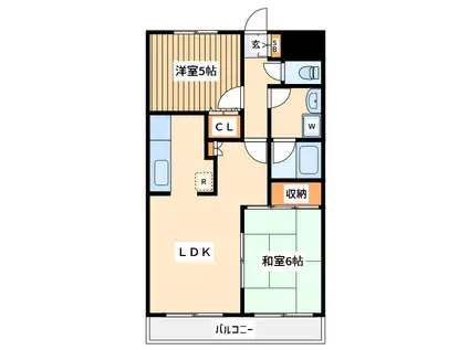 ソレイル梶ヶ2(2LDK/2階)の間取り写真