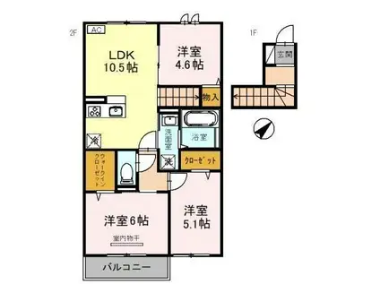 D-ROOM高丘(3LDK/2階)の間取り写真