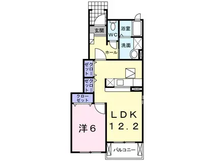 ホマルヴィラ A(1LDK/1階)の間取り写真