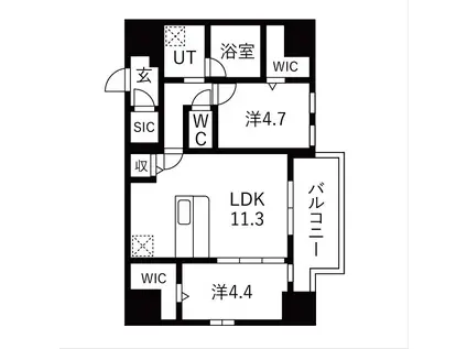 スプランディッドX(2LDK/2階)の間取り写真