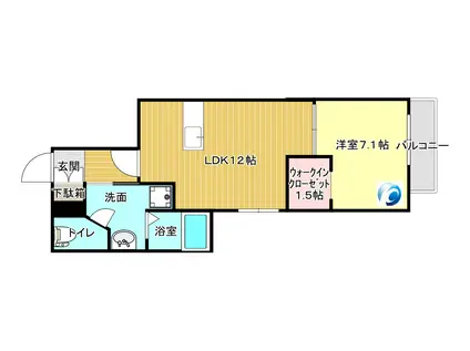 パーレイV(1LDK/4階)の間取り写真