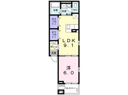 JR宇都宮線 土呂駅 徒歩7分 3階建 築4年(1LDK/2階)の間取り写真