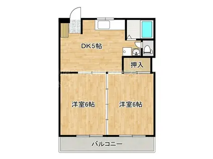 松山ビル(2DK/4階)の間取り写真