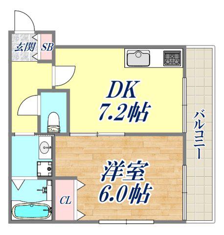 テルヴェ(1DK/3階)の間取り写真