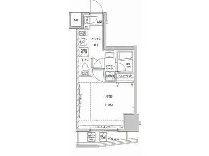 ジェノヴィア東大前グリーンヴェール(1K/6階)の間取り写真
