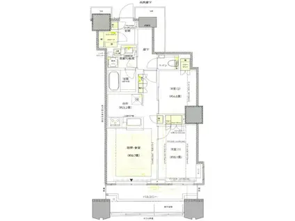 富久クロスコンフォートタワー(2LDK/31階)の間取り写真