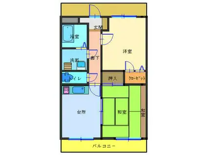 メゾンそれいゆ(2DK/3階)の間取り写真