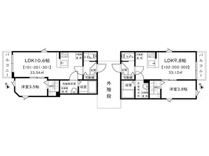 F-STAGE UWAMACHI I(1LDK/3階)の間取り写真
