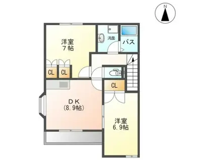 ラポールIV(2DK/2階)の間取り写真