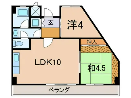 白子台ハイム(2LDK/6階)の間取り写真