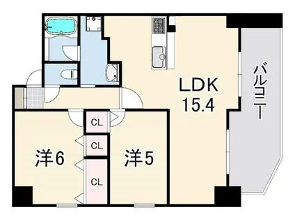 サムティグランツ神戸(2LDK/8階)の間取り写真