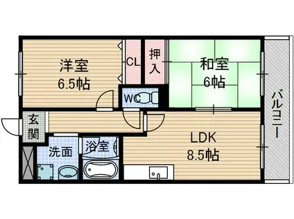 サンシャイン茨木(2LDK/3階)の間取り写真