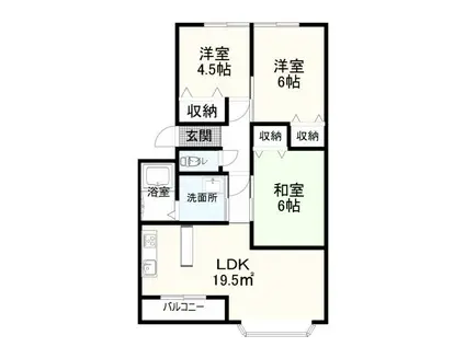 グローバルタウンKII(3LDK/3階)の間取り写真