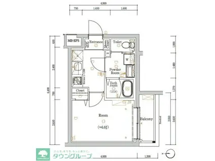 スカイコートソレア新丸子(1K/1階)の間取り写真