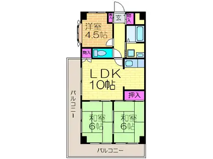 エクセレント西平野(3LDK/1階)の間取り写真