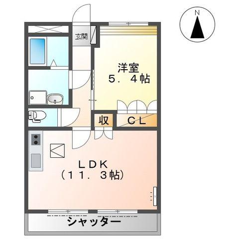 プロヴァンス(1LDK/1階)の間取り写真