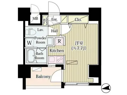アレズ調布アヴェニュー(ワンルーム/6階)の間取り写真