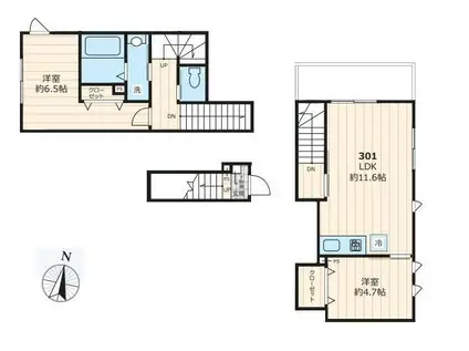 テラス312(2LDK/2階)の間取り写真